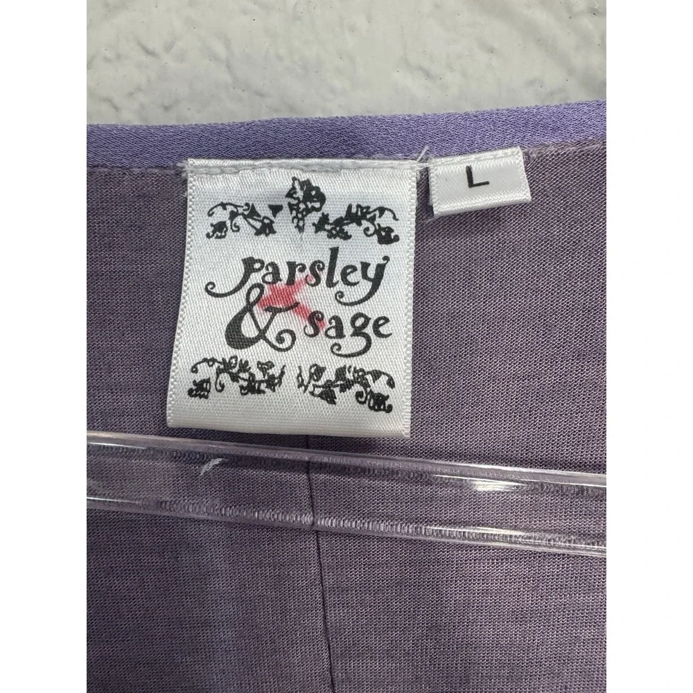 Parsley & Sage Ombré Top Sheer Chiffon Eyelet Trim Size L Boho Chic Dressy